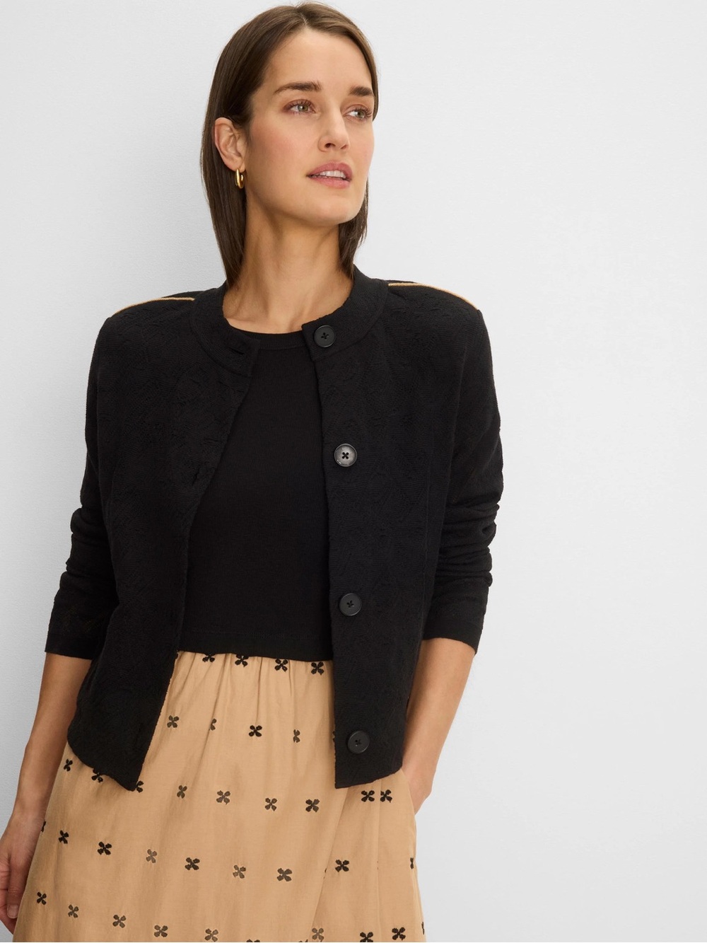 NWT. Nic + Zoe Textured Lace Knit Cardigan / Jacket. Size Small